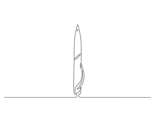 Pen continuous line. Continuous one line drawing Pen. Back to school concept. Single line drawing