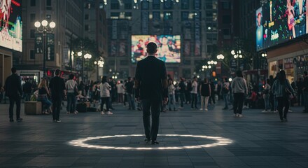 Still in the Surge, Isolation Amid Neon Crowds