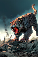 Fantasy Monster Concept Art: dire saber tooth tiger