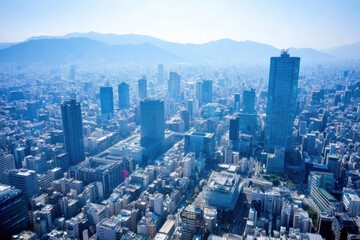 Fototapeta premium The Vibrant Cityscape A Stunning Aerial View of Urban Life