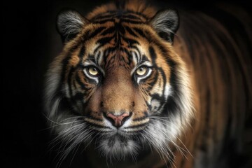 Naklejka premium Tiger in Dramatic Lighting Capturing The Majestic Beauty in Nature