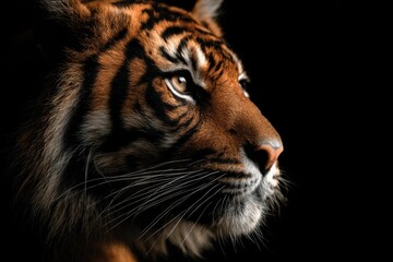 Naklejka premium A Portrait of a Sumatran Tiger in Darkness