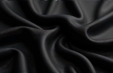 Obraz premium beautiful dark background featuring wavy black silk pattern elegant folds plenty space creative designs