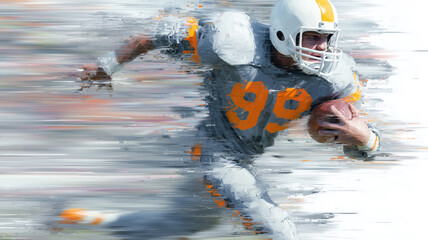 Fototapeta premium Football player sprinting to victory in a lively stadium