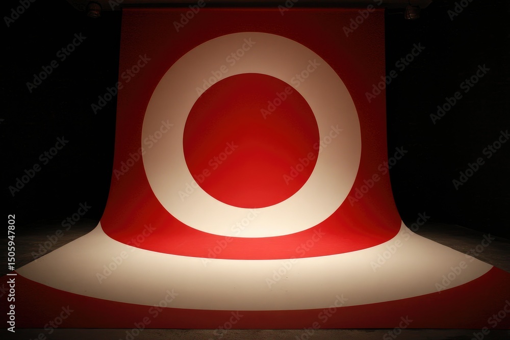 Poster target backdrop: a captivating studio shot reveals an abstract target backdrop with bold red and whi