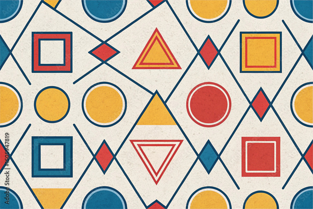 Poster photo of abstract geometric pattern with colorful shapes and lines design