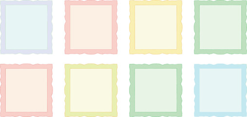 Wavy text frame borders. Scallop shape line picture frames