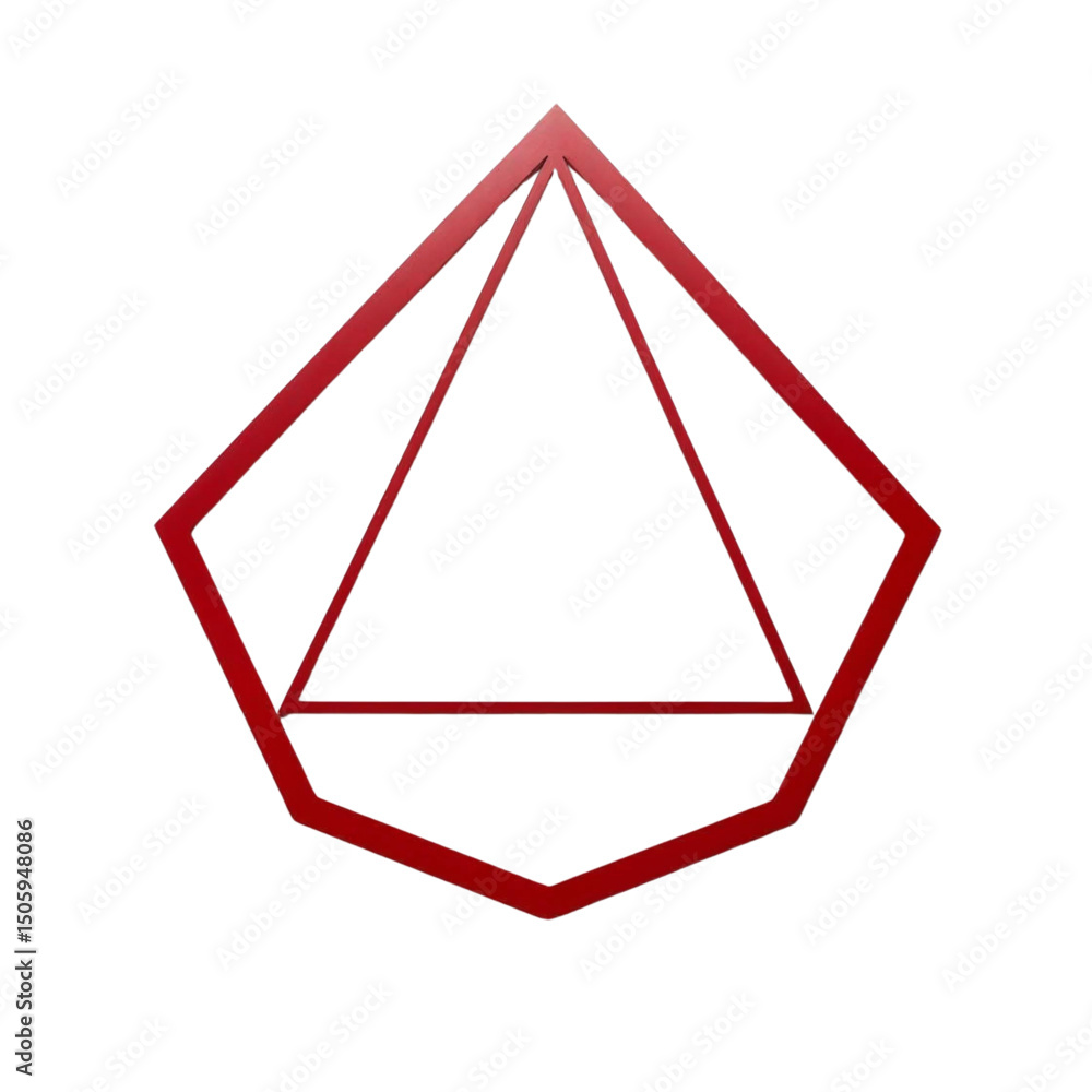 Poster red geometric shape illustration featuring triangle and pentagon design for graphic design projects 