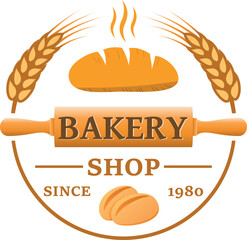 Bäckerei, Brötchen, Gebäck, Weizen, Frühstück, Teigrolle,  Essen - Icon, Symbol, Logo