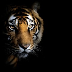 Fototapeta premium A Portrait of a Majestic Tiger in the Darkness