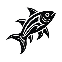 Fototapeta premium Tribal Fish Symbol Tattoo on White Background