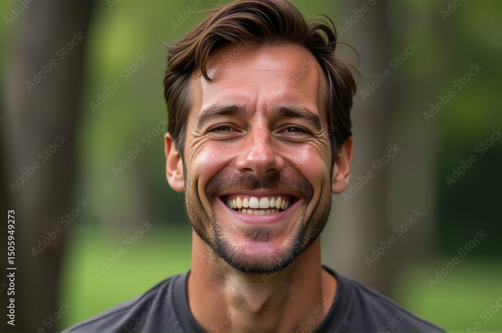 Poster a person enjoying nature with trees in the background