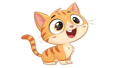 happy cute cat cartoon isolated on white background PNG. AI GENERATED