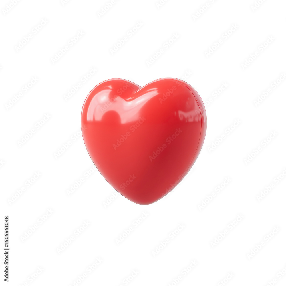 Poster shiny red heart shape with smooth surface, symbolizing love and affection, isolated on transparency 