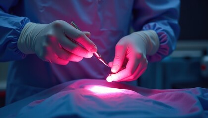 Surgery with Scalpel Doctor Performing Operation