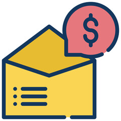money envelope popup message transaction filled outline icon