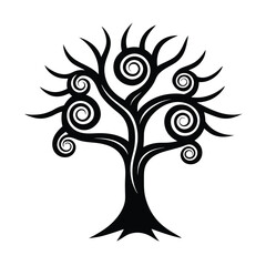 Tribal Spiraling Tree Tattoo with Swirling Branches