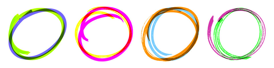 Hand drawn circle highligter line sketch set. Vector circle pen marker bubbles