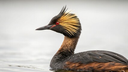 Eared Grebe on studio background