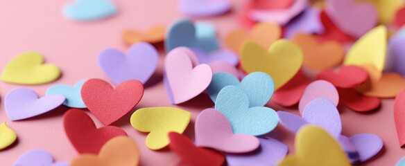 Fototapeta premium The vibrant assortment of colorful hearts creating a joyful decorative scene.