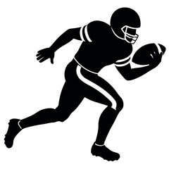 American Football Player Running with Ball Silhouette
