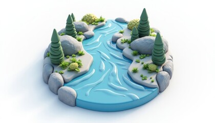 River with Trees and Rocks