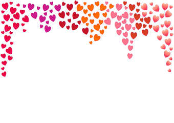 A border of 3d hearts against a transparent background