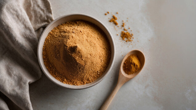High-quality image of aromatic cumin powder in a bowl. Perfect for food blogs, culinary websites, and spice packaging.