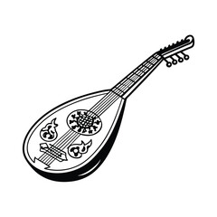 Lute Instrument silhouette vector art illustration. Black music instrument rock, jazz silhouette. music band vector illustration icons set Vector design.