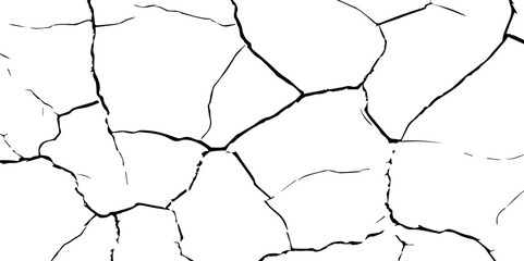 Generate a high-contrast black and white abstract texture that resembles cracked or fractured surfaces, similar to dry, parched earth or old paint chipping. Emphasize irregular lines and broken segmen
