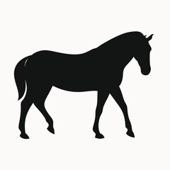 Obraz premium Elegant Black Silhouette of a Horse Walking Equestrian Art