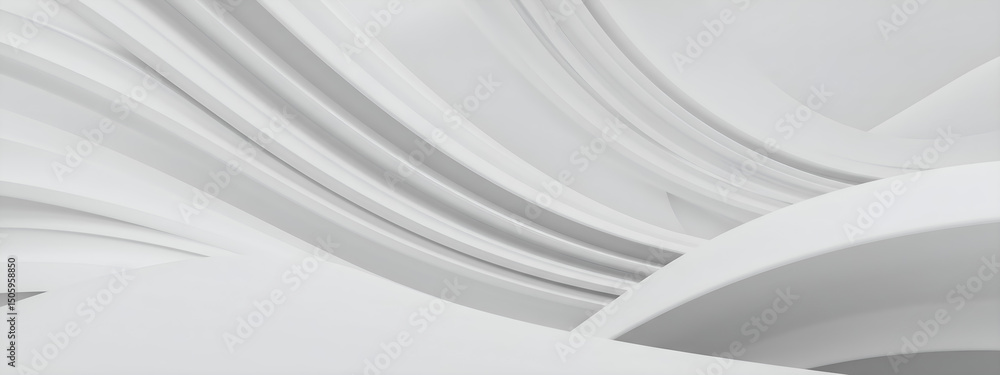 Poster abstract white 3d waves background. modern minimalist architecture design with smooth curves and lin
