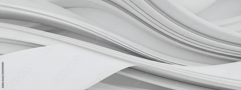 Aufkleber abstract white 3d waves background. modern minimalist architecture design with smooth curves and lin