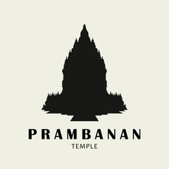 Prambanan Temple: Ancient Hindu Temple Complex, Stylized Illustration of Prambanan Towers and Landscape
