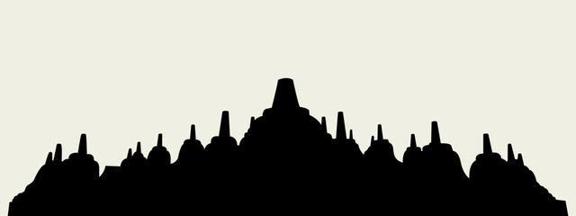 Borobudur Temple, Indonesia: Ancient Buddhist Masterpiece, Stylized Illustration of Borobudur, UNESCO World Heritage Site