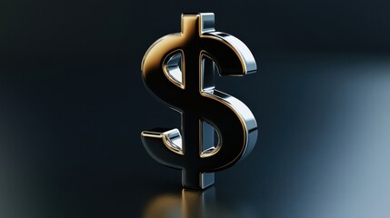 a golden dollar sign on a black surface