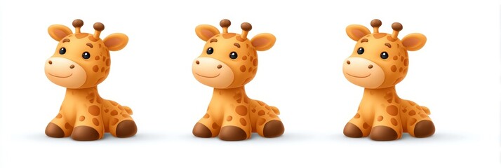 Adorable Baby Giraffes Sitting - Three cute baby giraffes sitting, perfect for children's products, cards, or websites