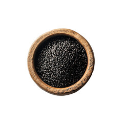 Chia Seeds A Nutritious Bounty in a Wooden Bowl isolated on transparent background