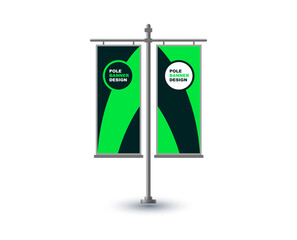 Pole Street Banner Design Template Green Advertisement Promotion Announcement Modern Vector Illustration