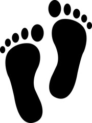 Footprint. A trace left by a human foot. A symbol of a path, trace, journey, or presence. Bare feet.