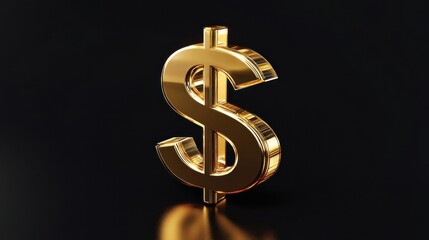 Fototapeta premium a golden dollar sign on a black surface