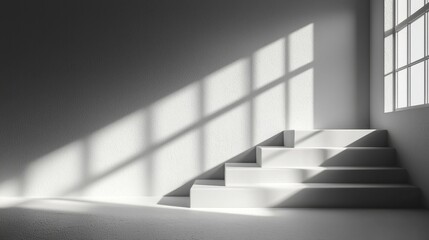 Minimalist Interior Scene with Light and Shadows on Staircase