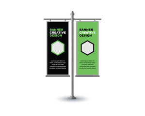 Pole Street Banner Template Design Black And Green Advertisement Promotion Announcement Modern Vector Illustration