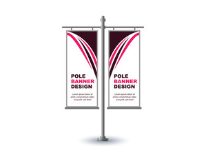 Pole Street Banner Template Design Pink Advertisement Promotion Announcement Modern Vector Illustration