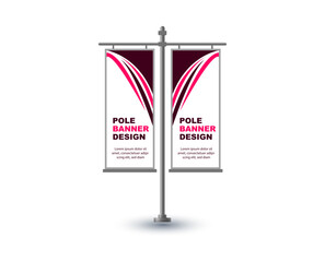 Pole Street Banner Template Design Pink Advertisement Promotion Announcement Modern Vector Illustration