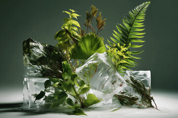 Pre-historical plants, arranged in a sculptural, surreal composition