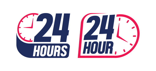 24 hours icon logo. Twenty four hours icon. Vector Illustration.