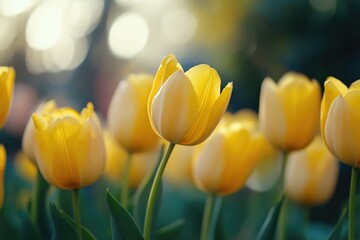 Naklejka premium Yellow Tulips Field