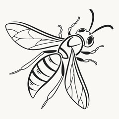 Various insects including mosquito bee wasp and housefly in vector illustration style