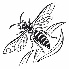 Various insects including mosquito bee wasp and housefly in vector illustration style